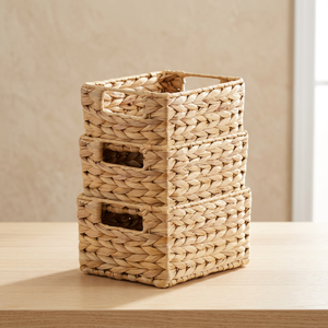 Portable Foldable Eco-Friendly Handmade Food Storage Bathroom Kitchen Organizers Straw Woven Box Natural Water Hyacinth Baskets - Product Image 4