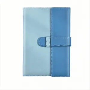 Blue Custom Basic A5 PU Leather English Notebook Journal 100 Sheets 200 Pages Ruled Paper Notebooks