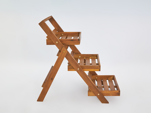 Maceta de jardín de 3 niveles de madera para exteriores, estante decorativo para macetas con acabado de revestimiento de PE - Product Image 2