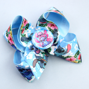 Pinza para el pelo de alienígena azul con lazo de cumpleaños Angel <span class=keywords><strong>Ohana</strong></span> y botones de alienígena azul, accesorios para el pelo de personajes de dibujos animados - Product Image 1