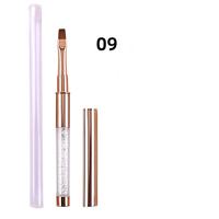 Lot de 15 pinceaux à ongles de luxe à pointe fine pour artiste, manche en plastique, pour manucure, gel acrylique, ovale serti, commande en gros OEM