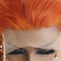 Perruque 13x4 en cheveux humains vierges bouclés orange gingembre, pré-épilée, frontale brésilienne, transparente, sans colle, avec dentelle frontale, densité 180%