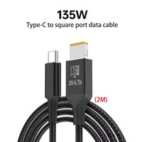 Cable de alimentación para cargador USB C PD de 135W, Cable de conversión de puerto cuadrado a punta delgada tipo C, adecuado para ordenador portátil Lenovo Legion Y7000