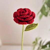 Bunga Mawar Rajutan Tangan Warna Pink Merah Putih Dekorasi Bunga Buatan Gaya Klasik Hari Valentine Bahan Kain Bunga Mawar