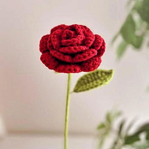 Flores de Rosa Tejidas a Crochet Hechas a Mano, Rosadas, Rojas y Blancas, Decoración de Flores Artificiales, Estilo Clásico para el Día de San Valentín, Flor de Rosa de Tela - Product Image 2