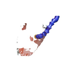 Conector de Manguera Flexible Azul con Abrazadera Metálica y Anillo Amarillo para Uso en Plomería - Product Image 1