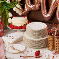Assiettes jetables en plastique PS transparentes écologiques de 10 pouces, vaisselle élégante pour mariage, fête et événements, vente en gros