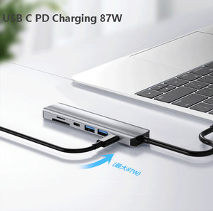7 En 1 USB C Hub 3,0 Aluminio tipo C hub USB con 3,1 4 puertos de alimentación usb-c portátil Adaptador multifunción Estación de acoplamiento - Product Image 5