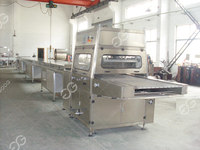 Machine de fabrication de plaquettes de chocolat, Type de ceinture entièrement automatique 1000, Donut, chocolat, glaçage, ligne d'enrobage