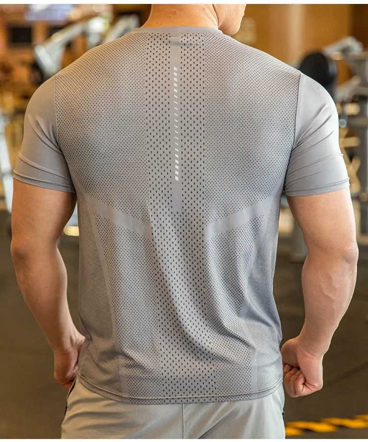 Mens atlético top activewear camisa homens correndo roupas leve ginásio esportes secagem rápida t-shirts poliéster elástico t-shirts