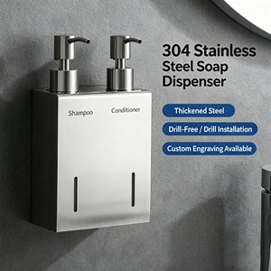 <span class=keywords><strong>Dispenser</strong></span> di <span class=keywords><strong>Sapone</strong></span> Liquido a Parete in Acciaio Inox, Bottiglia <span class=keywords><strong>per</strong></span> Gel <span class=keywords><strong>Doccia</strong></span>, <span class=keywords><strong>Dispenser</strong></span> Manuale Senza Foratura, Bottiglia <span class=keywords><strong>per</strong></span> Igienizzante Mani - Product Image 2