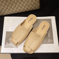 Automne nouvelles dames Baotou pour pantoufles décontracté demi glisser chaussures à fond plat avec des diapositives de mode pour femmes de couleur unie Simple