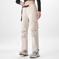 Pantalon cargo vintage pour femme, multi-poches, coupe droite, idéal pour le sport en plein air, la randonnée, la course à pied, coupe-vent, en fibre de polyester, longueur intégrale