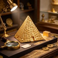 Petite figurine décorative pyramide dorée, statue en résine de mini-pyramide égyptienne ancienne, ornement de table