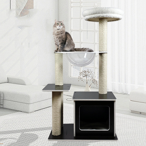 Fabricant en gros de grattoir d'<span class=keywords><strong>arbre</strong></span> à <span class=keywords><strong>chat</strong></span> noir et blanc de luxe avec capsule spatiale - Product Image 1