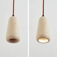 Lampe suspendue en travertin jaune, style japonais Wabi Sabi, avec cavité, hauteur réglable, LED, style minimaliste nordique rustique, utilisation hôtelière, taille moyenne
