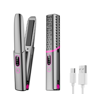 เครื่องหนีบผมไร้สายแบบพกพา TAHATH พร้อมโลโก้สั่งทำได้ ชาร์จไฟผ่าน USB หน้าจอ LCD ใช้พลังงานแบตเตอรี่ สำหรับใช้ในครัวเรือน - Product Image 1