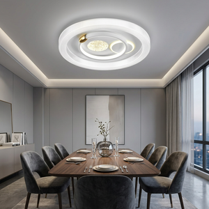 Lampada <span class=keywords><strong>da</strong></span> Soffitto LED Nordic Clover con Struttura a Tre Anelli, Luce Soffusa, Illuminazione a Filo per Appartamenti Moderni, Studio e Ufficio - Product Image 1