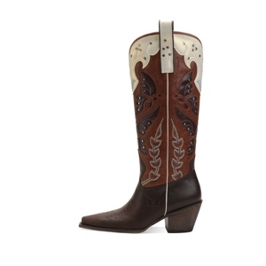 Женские черные ковбойские сапоги с острым носком, высотой до колена, в стиле вестерн, для родео, на массивном каблуке 6 см - Product Image 2