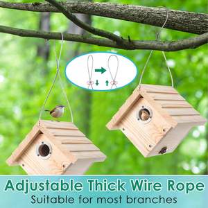 Hangende Natuurkleur Houten Winterkoninkje Vogelhuisjes Voor Buiten Met Metalen Bewaker Rustieke Grenen Houten Vogelhuisje - Product Image 6