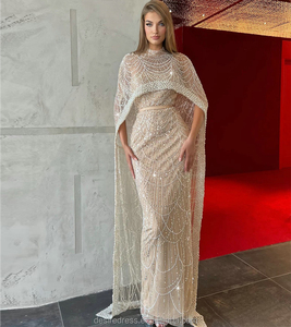 MB40042-2 Dubai arabica nera di lusso a maniche lunghe abiti da sera musulmani con mantella da donna abiti da sposa formali per occasioni speciali - Product Image 2