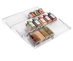Erweiterbarer Kunststoff Deluxe Spice Rack Drawer Organizer für die Küche