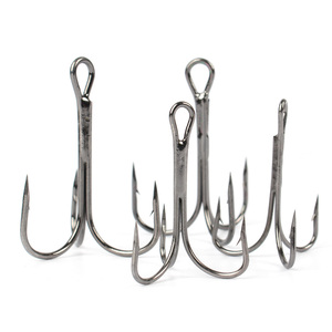 50 Piezas de Anzuelos Triples de Acero al Carbono, Juego de Anzuelos de Pesca Triples con Curvatura Redonda, 5 Tamaños Surtidos - Product Image 2