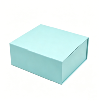 Boîte cadeau pliante élégante bleu clair personnalisée, magnétique, boîte en papier rigide pliable imprimée avec doublure intérieure en dessin animé