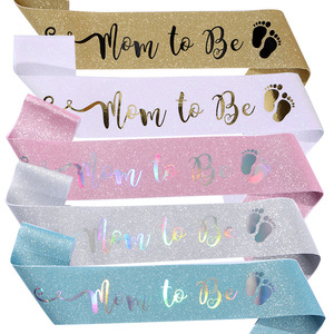 Banda <span class=keywords><strong>de</strong></span> Satén con Letras Doradas Brillantes para Futura Mamá, Decoración para Baby Shower, Artículos para Fiesta <span class=keywords><strong>de</strong></span> Revelación <span class=keywords><strong>de</strong></span> Género - Product Image 1