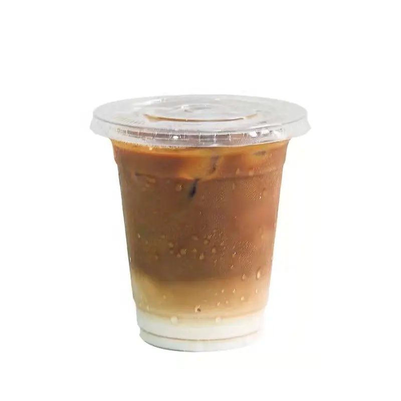 Customized 10oz 12oz 16oz PET milk tea transparent cup coffee cold drink cup pet plastic cups
