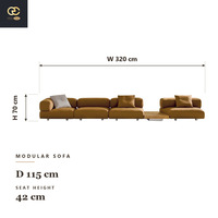 Ensemble de canapés modulaires en tissu de conception italienne pour salon de villa avec arrangement créatif de sièges multiples