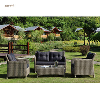BHR 4-teiliges Modernes Villa-Rattan-Gartenmöbel-Set Wetterfestes Wasserfestes Korbsofa Outdoor-Terrassenset
