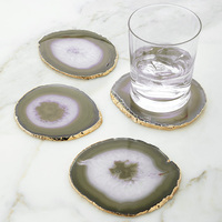 Ensemble de sous-verres en agate de style japonais rétro, tapis décoratifs pour tasses à thé, cadeau pour table à thé ou à café