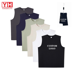 OEM In Ấn Thêu 100 Cotton Tank Top Người Đàn Ông Không Tay Áo Thun Vest Mùa Hè Thoáng Khí Trống Singlet - Product Image 1