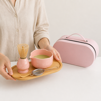 Kits de mélange de matcha de haute qualité, écologiques, rose, OEM, ensemble cadeau de 6 pièces, ensemble de thé matcha