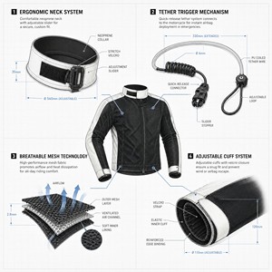 Veste de <span class=keywords><strong>moto</strong></span> certifiée CE avec airbag, gonflage CO2 en 0,1s, protection intégrale du corps, imperméable, Oxford, réfléchissante, unisexe - Product Image 3