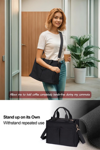 Bolso de lona con cremallera 7 bolsillos Bolso de compras de lona de moda Correa de hombro desmontable <span class=keywords><strong>Trabajo</strong></span> de viaje Bolso de Mano individual - Product Image 6