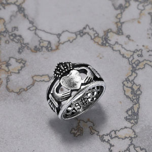 خاتم زفاف كلاداغ تقليدي إسكندنافي عبر الحدود خاتم زواج مقترح للأزواج خاتم قلب - Product Image 4