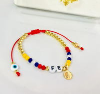 Bracelet artisanal en cuivre perlé pour femmes, bracelet en cordon coloré avec breloque carte du Venezuela, bijou ajustable, cadeau