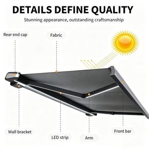 Auvent rétractable motorisé à cassette complète, auvent pliable automatique pour balcon, patio, <span class=keywords><strong>jardin</strong></span>, protection solaire extérieure - Product Image 2