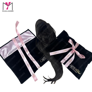 Customizable Logo Biodegradable Velvet <b>Bag</b> with <b>Pink</b> Satin Ribbon MUYANG Brand - Product Image 1