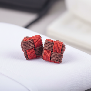 Mancuernillas de Seda de Dos Tonos con Nudo Cuadrado para Hombre, para Trajes, Camisas, Bodas, Aniversarios, Compromisos, Fiestas, Regalo - Product Image 1