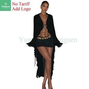 <span class=keywords><strong>Robe</strong></span> à volants en maille transparente pour femmes maillot de bain <span class=keywords><strong>fluide</strong></span> transparent <span class=keywords><strong>robe</strong></span> de couverture Bikini <span class=keywords><strong>robe</strong></span> de bain Maxi - Product Image 4