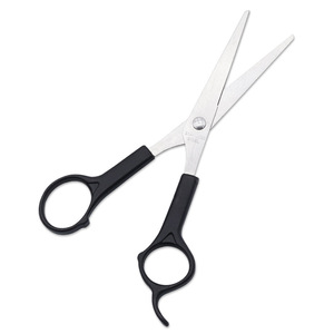 Ciseaux à cheveux en acier inoxydable, ciseaux plats pour la coupe des cheveux, pour droitiers, noirs - Product Image 1