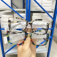 Monture de lunettes carrée en acétate épais, surdimensionnée, couleur unie, pour hommes et femmes, anti-lumière bleue, monture optique tendance, monture intégrale