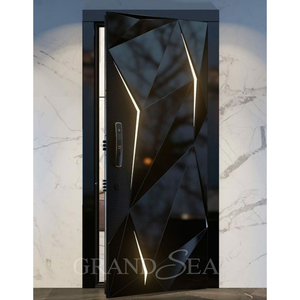 Luxe Modenr 3D Sculpture En Aluminium Massif <span class=keywords><strong>Entrée</strong></span> Extérieure Portes <span class=keywords><strong>D</strong></span>'<span class=keywords><strong>entrée</strong></span> Sécurité Avant Double Pivot Portes Avec Verre pour Villa - Product Image 4