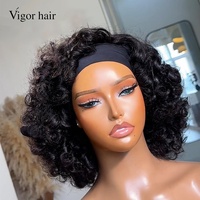 Perruques à bandeau à faible entretien, style Socialite, en cheveux humains brésiliens bruts, Sdd, bouclées ondulées et volumineuses, sans dentelle