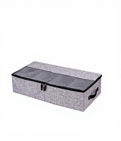 Boîte de rangement pliable sous le lit pour vêtements avec couvercle, boîte de rangement sous le lit avec étagères réglables, poignées et fenêtre transparente.