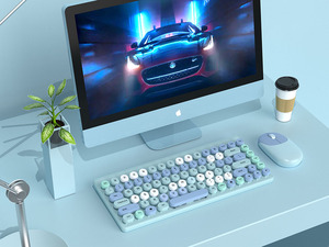 Combo <span class=keywords><strong>Tastiera</strong></span> <span class=keywords><strong>e</strong></span> <span class=keywords><strong>Mouse</strong></span> <span class=keywords><strong>Wireless</strong></span> Multicolore Ergonomico 2.4G per Ufficio con <span class=keywords><strong>Tastiera</strong></span> a 87 Tasti <span class=keywords><strong>e</strong></span> <span class=keywords><strong>Mouse</strong></span> Ottico - Product Image 6