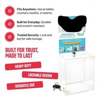 Extragroße Transparente Spendenbox 40x20x15 cm mit Schloss, Anzeigeschild & Einwurfschlitz für Spendensammlungen, Tombolas, Trinkgeld & Abstimmungen